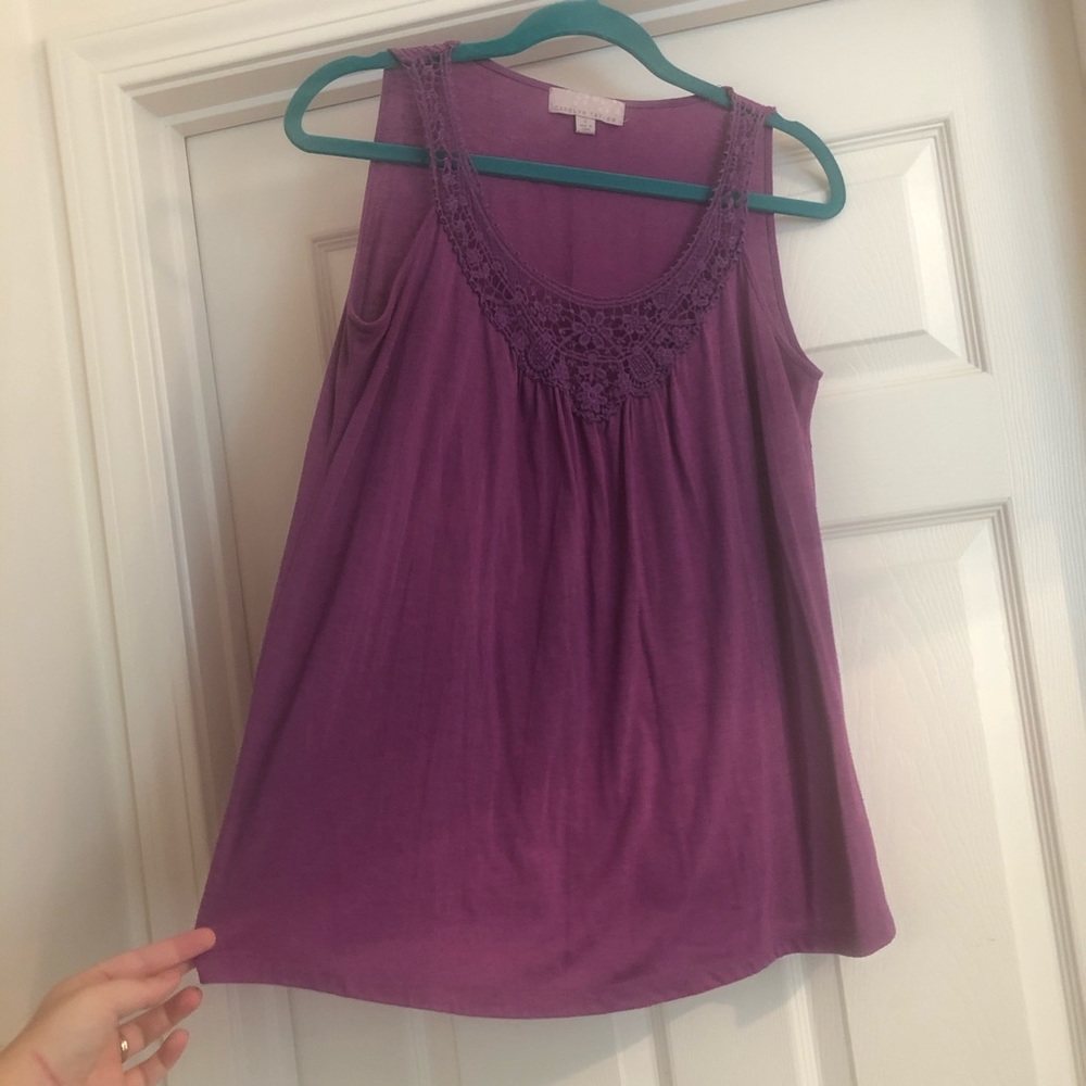 Purple tank with lace detail - S/M